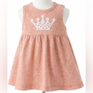 Bon Bébé Baby Girl Heathered Pink Sleeveless Solid Crown Applique Dress 6-9M